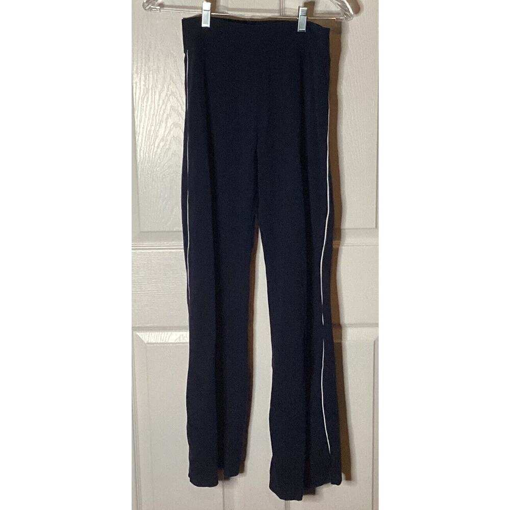 Jockey Womens Stretch Pants Medium Workout Yoga Sleep Gym Navy With Stripes